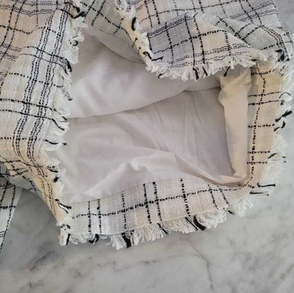 C Wonder Black and White Pleated Tweed Shorts - Picture 3 of 3